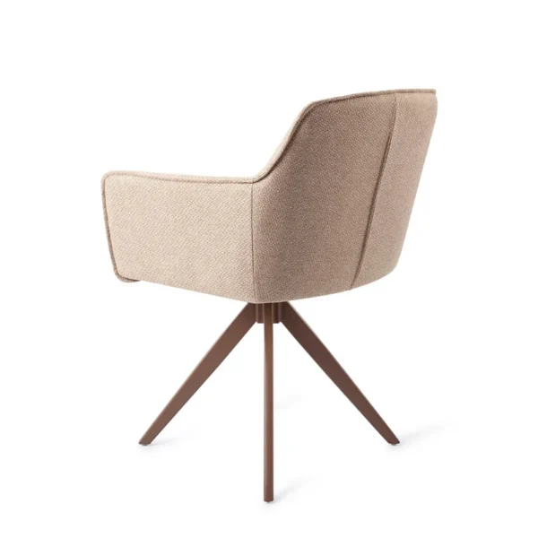 Set 2 scaune dining rotative din tesatura bej/maro Hofu - imagine 4