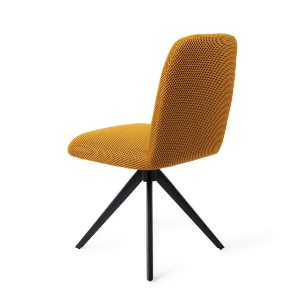 Set 2 scaune dining rotative din tesatura galben mustar/negru Taiwa - imagine 4