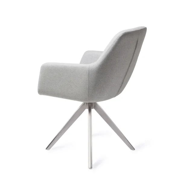 Set 2 scaune dining rotative din tesatura alb gri/argintiu Kinko - imagine 4