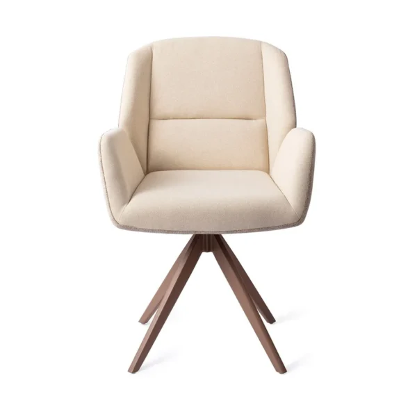 Set 2 scaune rotative dining din tesatura bej/maro Myoko