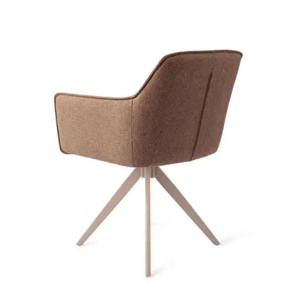 Set 2 scaune dining rotative din tesatura maro/bej Hofu - imagine 4