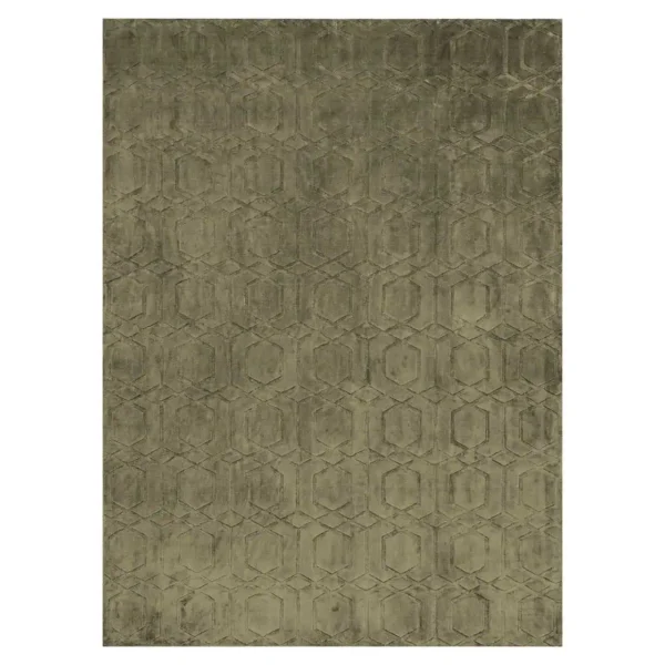 Covor verde olive din bumbac si poliester 200x300 Liva
