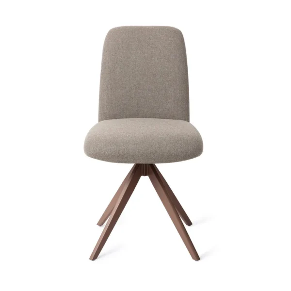 Set 2 scaune dining rotative din tesatura grej/maro Taiwa