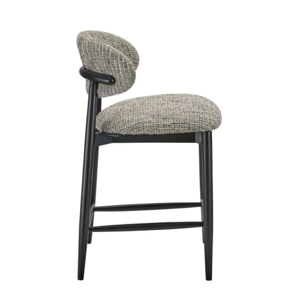 Scaun de bar bej maro din tesatura si lemn Cherry - imagine 3