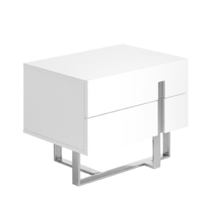 Noptiera alba din MDF si otel Clara