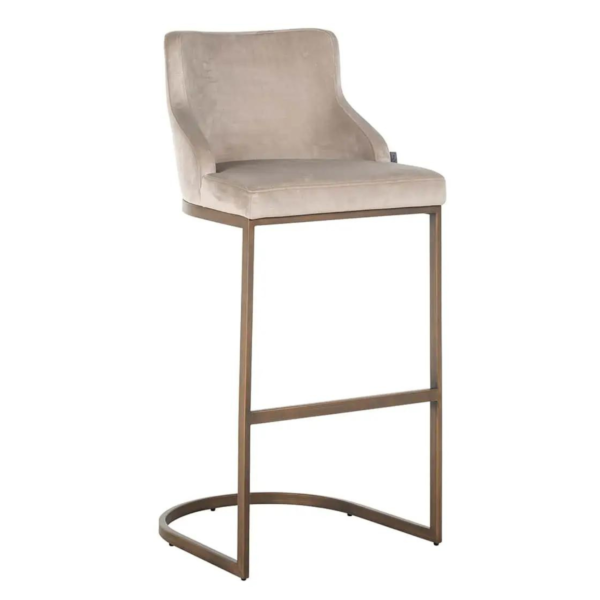 Scaun de bar catifea bej auriu aramiu H103cm Bolton