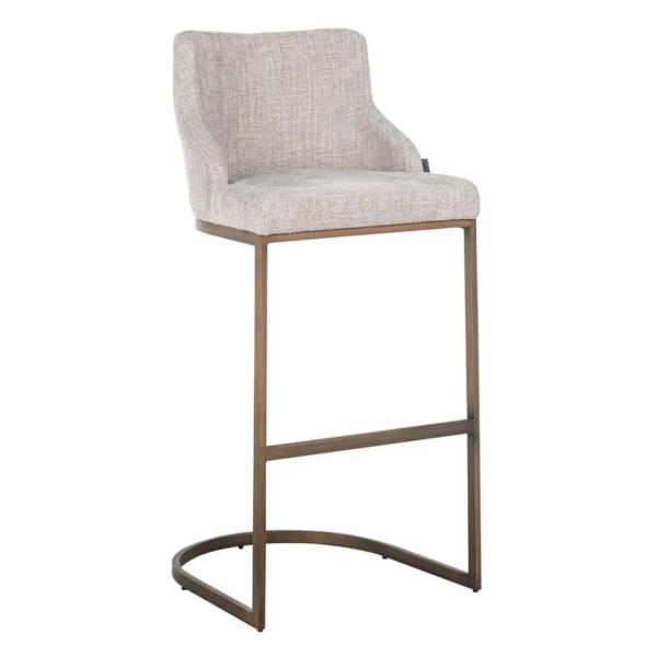 Scaun de bar bej din tesatura texturata auriu aramiu H103cm Bolton