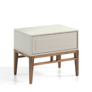 Noptiera gri/maro din MDF si lemn de nuc Gemini