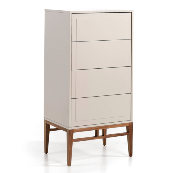 Comoda inalta gri/maro din MDF si lemn de nuc Gemini