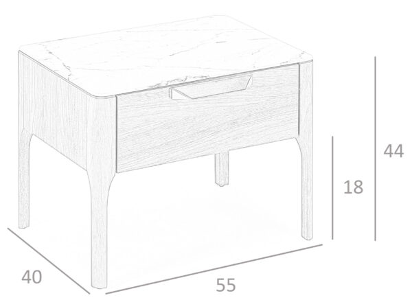 Noptiera maro din lemn de nuc si sticla Fiber - imagine 7