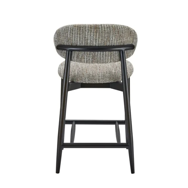 Scaun de bar bej maro din tesatura si lemn Cherry - imagine 4