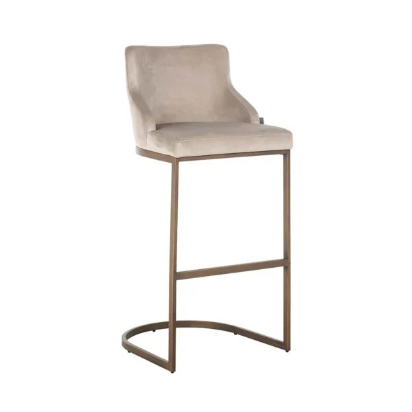 Scaun de bar catifea bej auriu aramiu H103cm Bolton - imagine 4