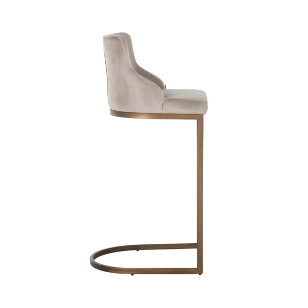 Scaun de bar catifea bej auriu aramiu H103cm Bolton - imagine 3