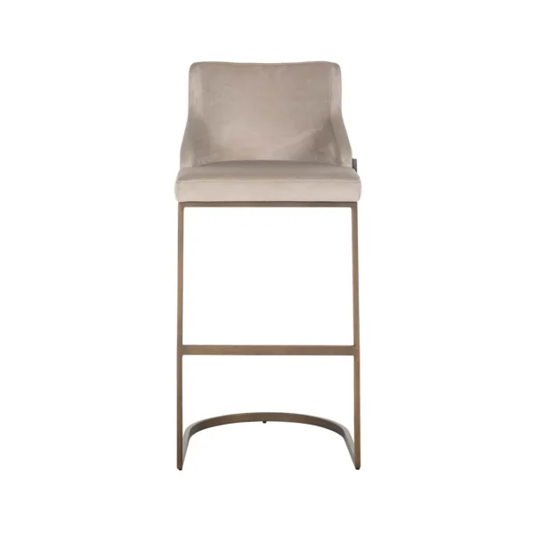 Scaun de bar catifea bej auriu aramiu H103cm Bolton - imagine 2