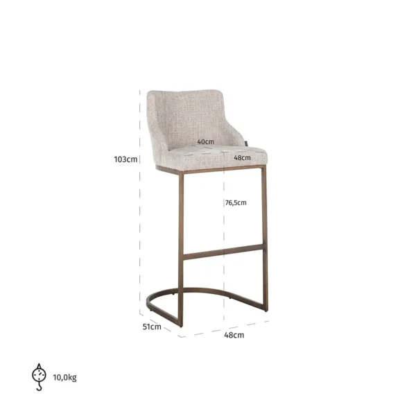 Scaun de bar bej din tesatura texturata auriu aramiu H103cm Bolton - imagine 7