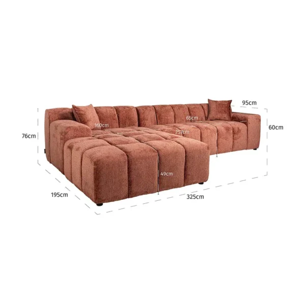 Coltar rosu caramiziu din tesatura chenille Cube Left - imagine 7