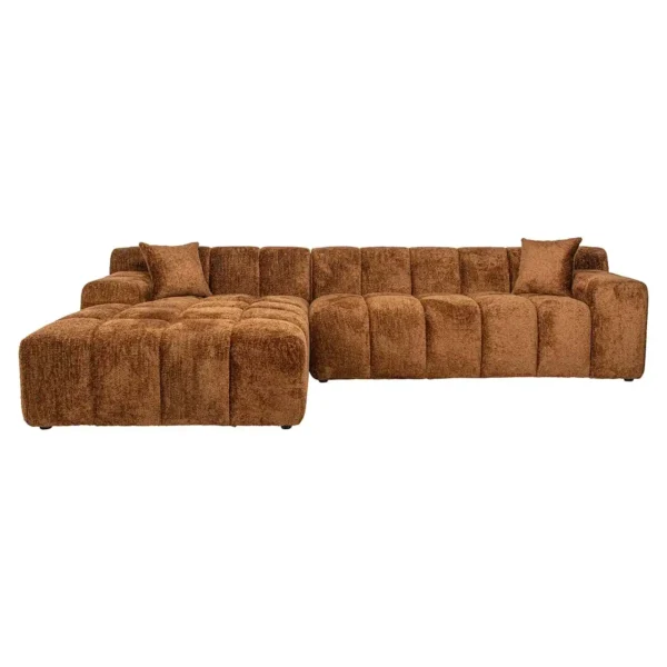 Coltar caramiziu din tesatura chenille Cube Left