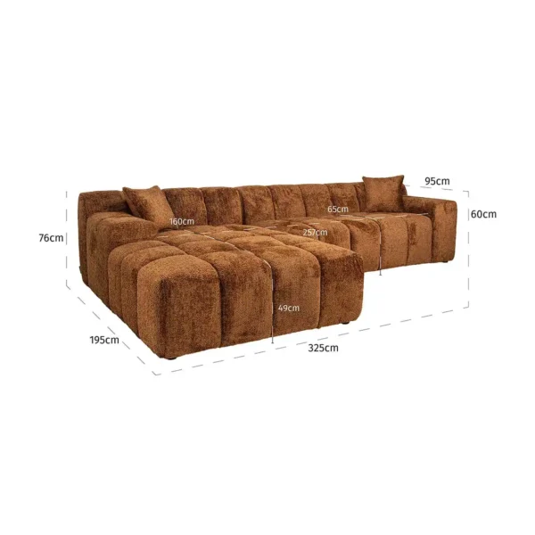 Coltar caramiziu din tesatura chenille Cube Left - imagine 7