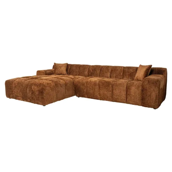 Coltar caramiziu din tesatura chenille Cube Left - imagine 2