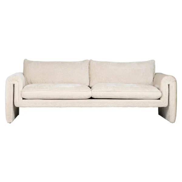 Canapea alba din tesatura chenille si lemn de pin Sandro - imagine 3