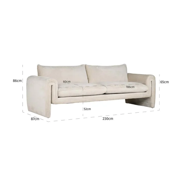 Canapea alba din tesatura chenille si lemn de pin Sandro - imagine 14