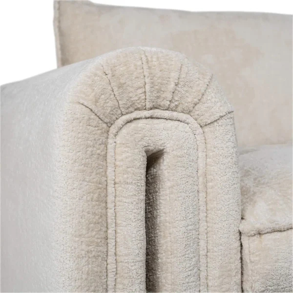 Canapea alba din tesatura chenille si lemn de pin Sandro - imagine 7