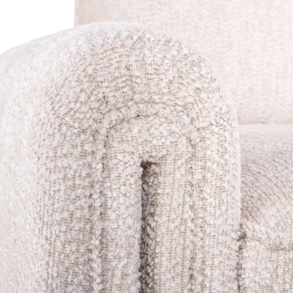 Fotoliu crem din tesatura boucle si lemn de pin Sandro - imagine 5