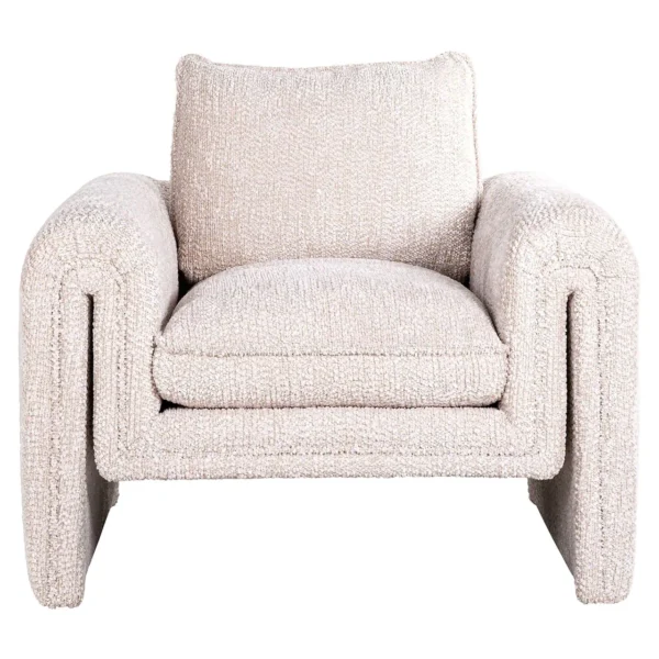 Fotoliu crem din tesatura boucle si lemn de pin Sandro - imagine 2