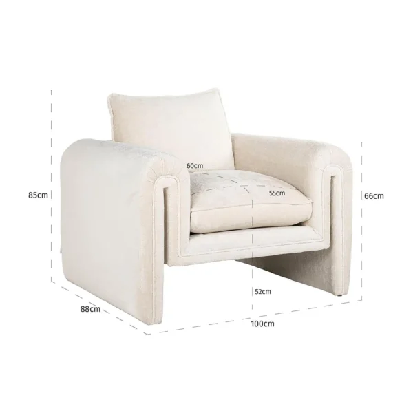 Fotoliu alb din tesatura chenille si lemn de pin Sandro - imagine 8
