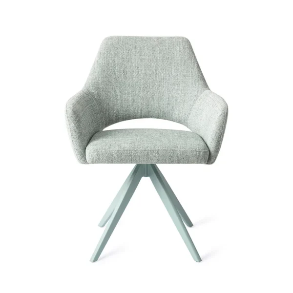 Set 2 scaune rotative dining din tesatura vernil/mint Yanai