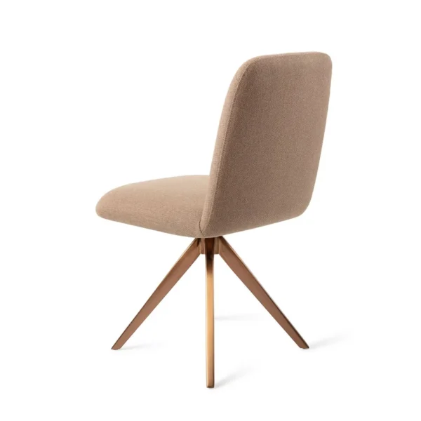 Set 2 scaune dining rotative din tesatura bej/roze Taiwa - imagine 4
