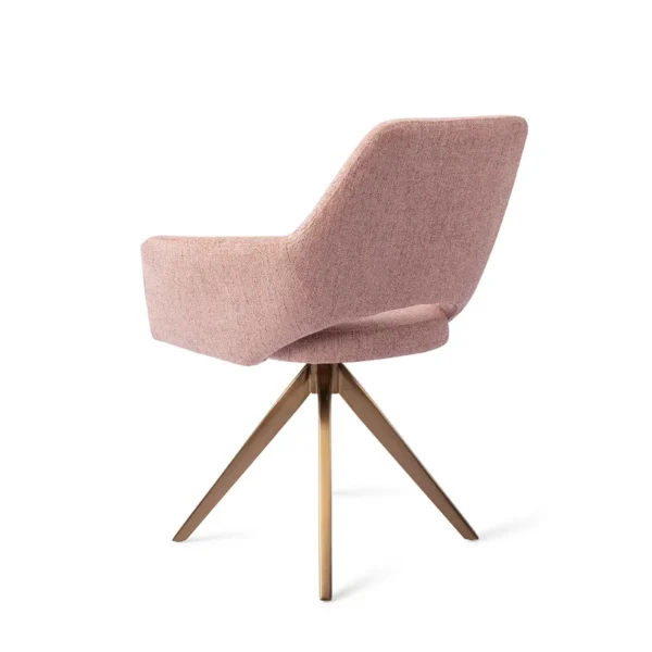 Set 2 scaune rotative dining din tesatura roz piersica/roze Yanai - imagine 5