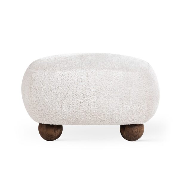 Taburet crem din tesatura boucle si cadru de lemn Baobab - imagine 2