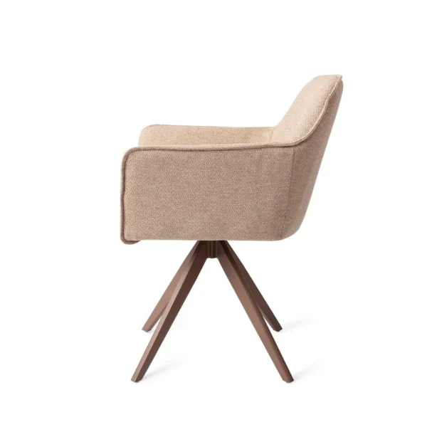 Set 2 scaune dining rotative din tesatura bej/maro Hofu - imagine 3