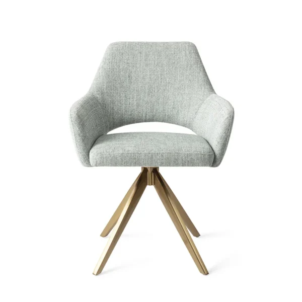 Set 2 scaune rotative dining din tesatura vernil/auriu Yanai