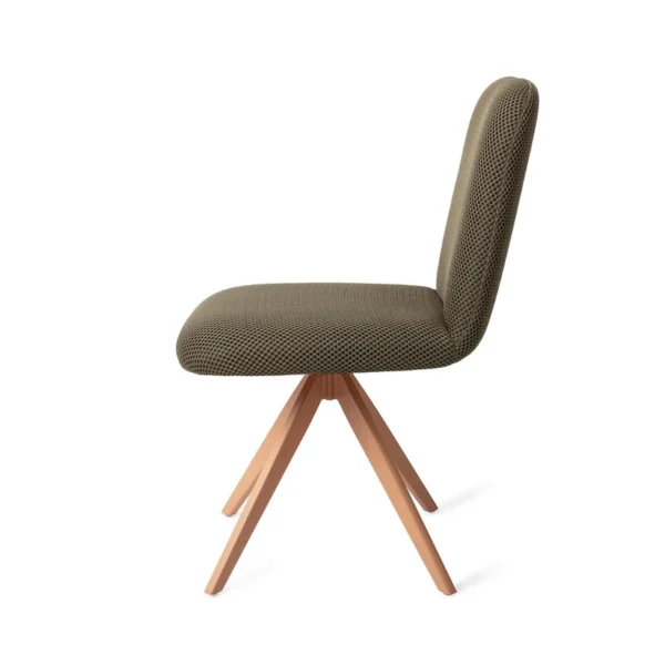 Set 2 scaune dining rotative din tesatura verde inchis/peach Taiwa - imagine 3