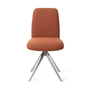 Set 2 scaune dining rotative din tesatura caramizie/argintiu Taiwa