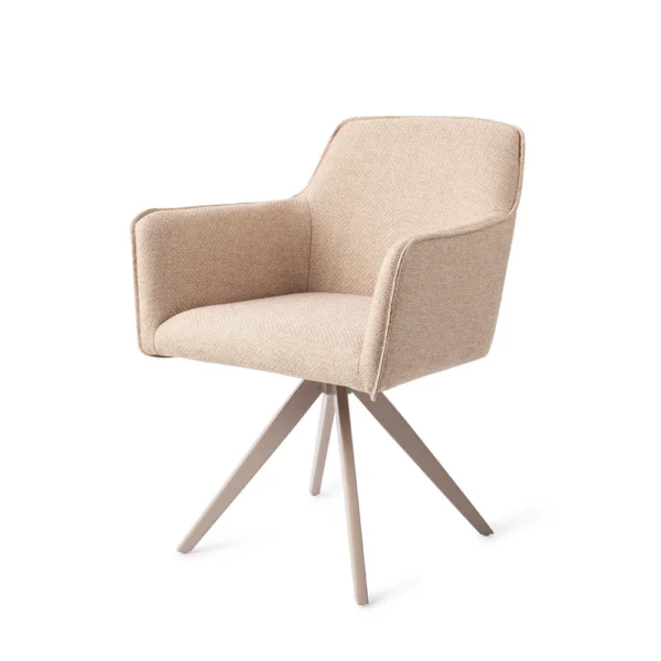 Set 2 scaune dining rotative din tesatura bej/bej Hofu - imagine 2