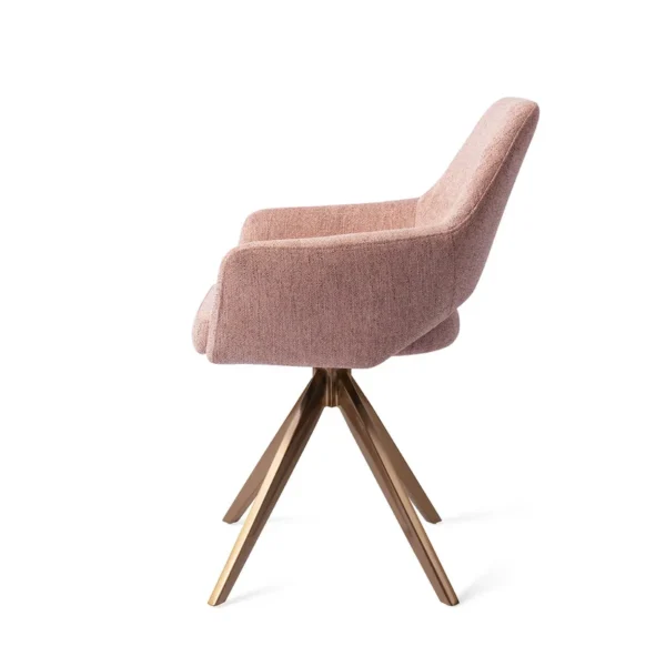 Set 2 scaune rotative dining din tesatura roz piersica/roze Yanai - imagine 4