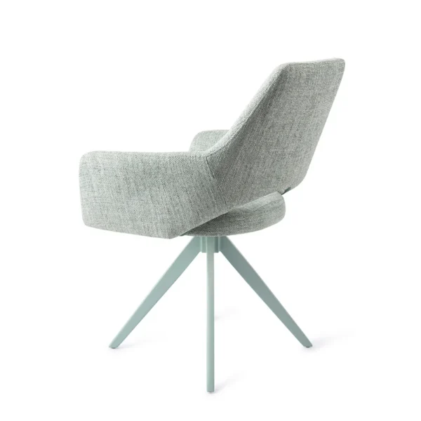 Set 2 scaune rotative dining din tesatura vernil/mint Yanai - imagine 4