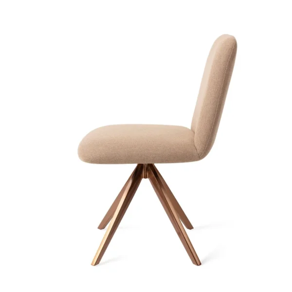 Set 2 scaune dining rotative din tesatura bej/roze Taiwa - imagine 3