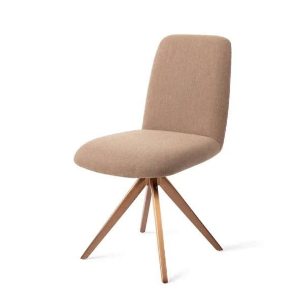 Set 2 scaune dining rotative din tesatura bej/roze Taiwa - imagine 2