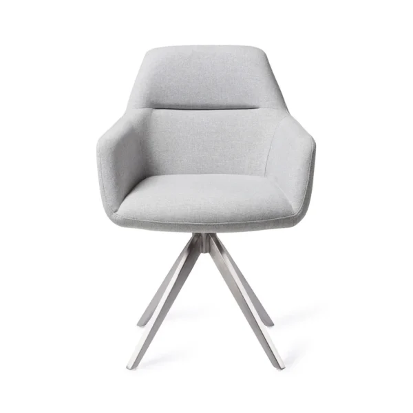 Set 2 scaune dining rotative din tesatura alb gri/argintiu Kinko