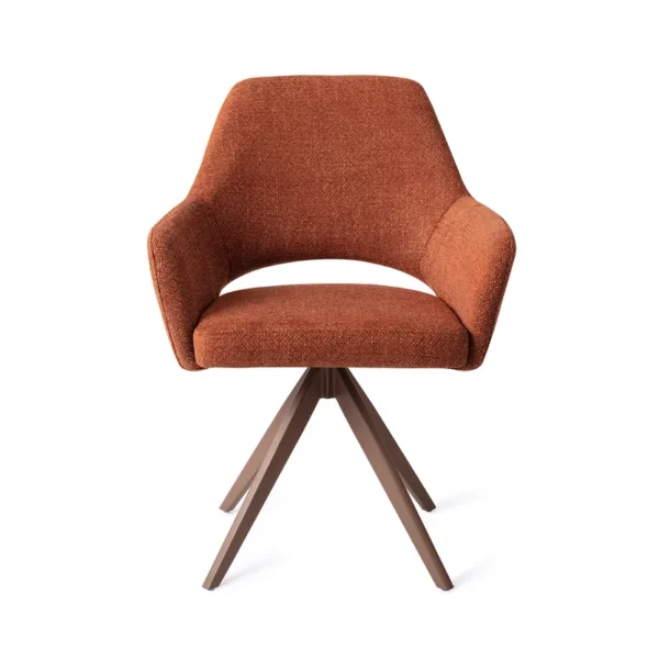 Set 2 scaune rotative dining din tesatura caramiziu/maro Yanai