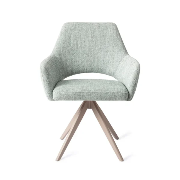 Set 2 scaune rotative dining din tesatura vernil/bej Yanai