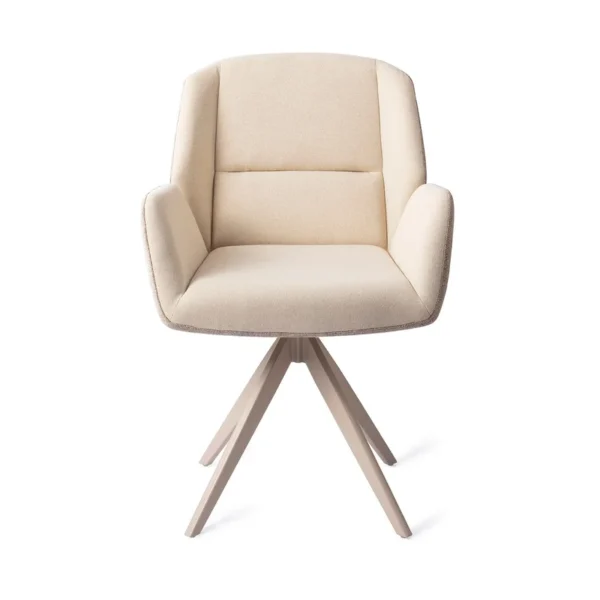 Set 2 scaune rotative dining din tesatura bej/bej Myoko