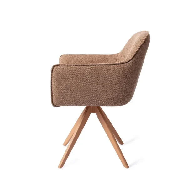 Set 2 scaune dining rotative din tesatura maro/peach Hofu - imagine 3