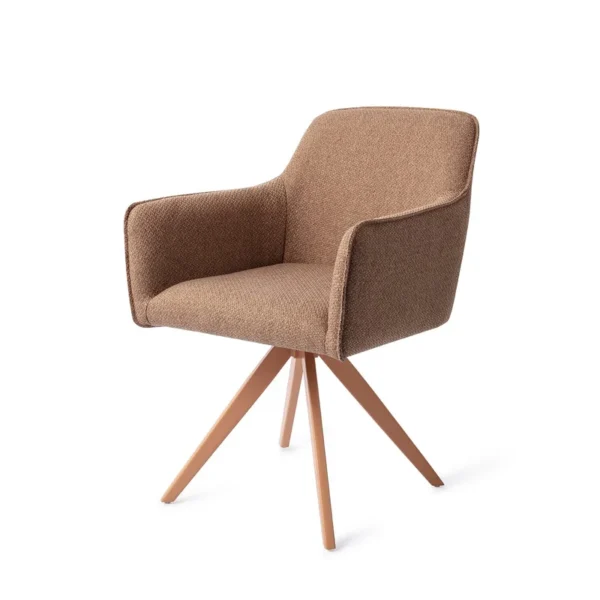 Set 2 scaune dining rotative din tesatura maro/peach Hofu - imagine 2