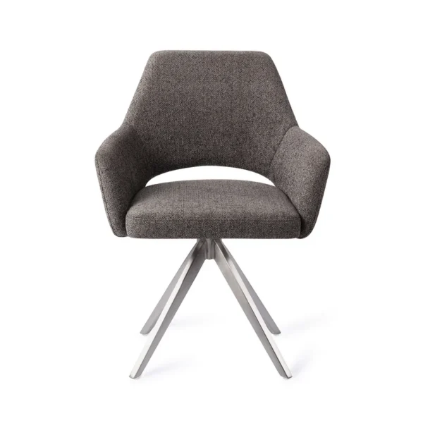 Set 2 scaune rotative dining din tesatura gri inchis/argintiu Yanai