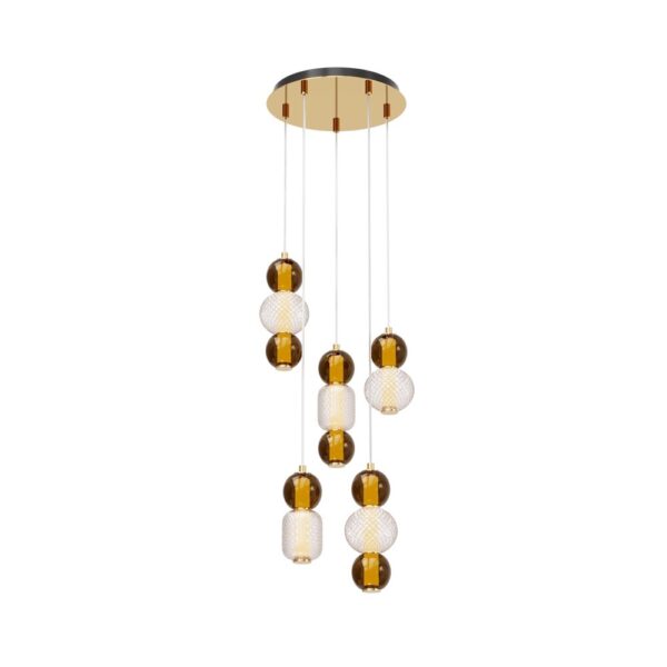 Lustra aurie cu Led din metal si sticla Drop 5 L